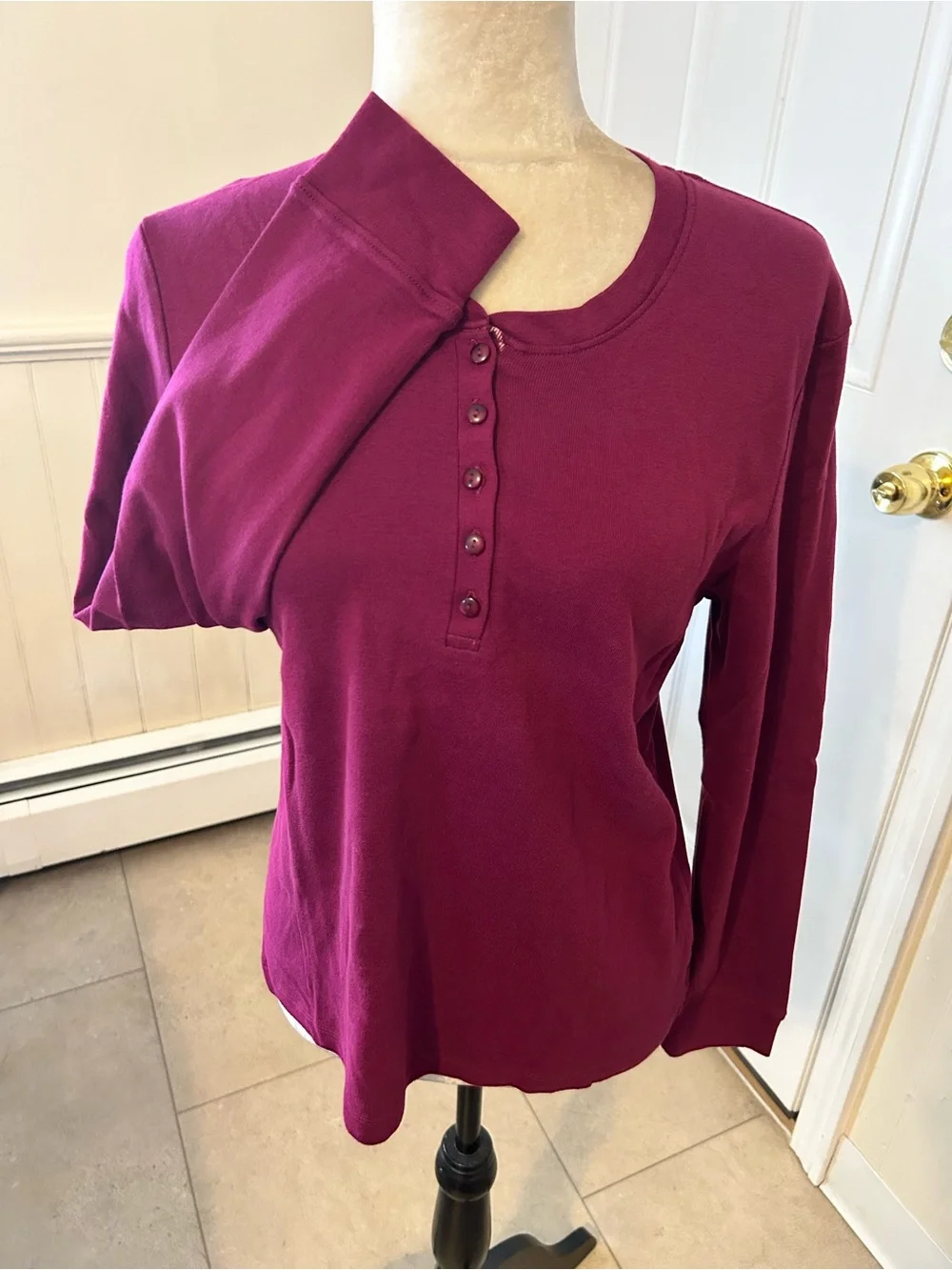 L.L. Bean Woman’s Cozy PJ Set/Deep Rosewood Festive Scene/Medium Petite/NWOT